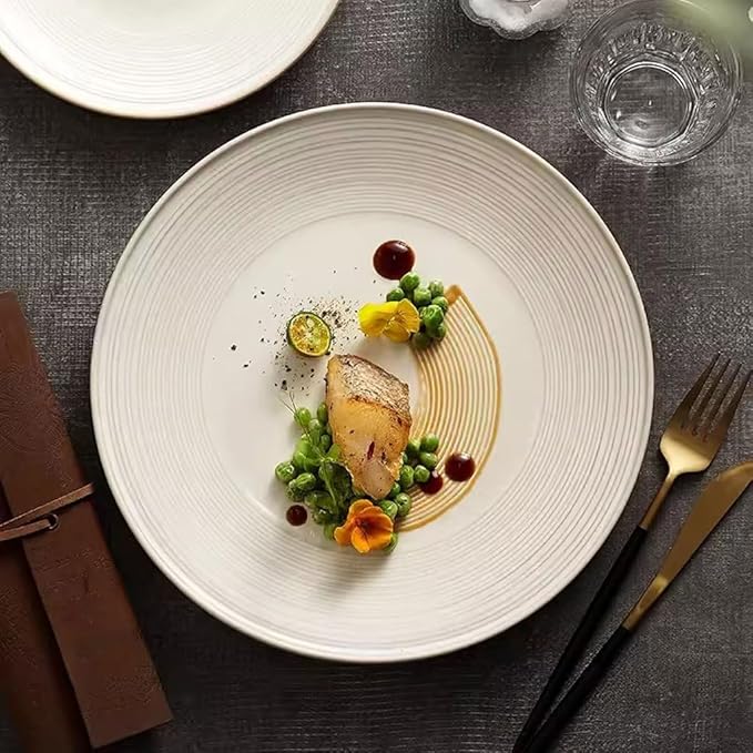 Kitchen Plates Dinner Plate Steak Western Plate Household Ceramic Tableware Restaurant Appetizer Plate Pasta Breakfast Plate Restaurant Plates(18cm)