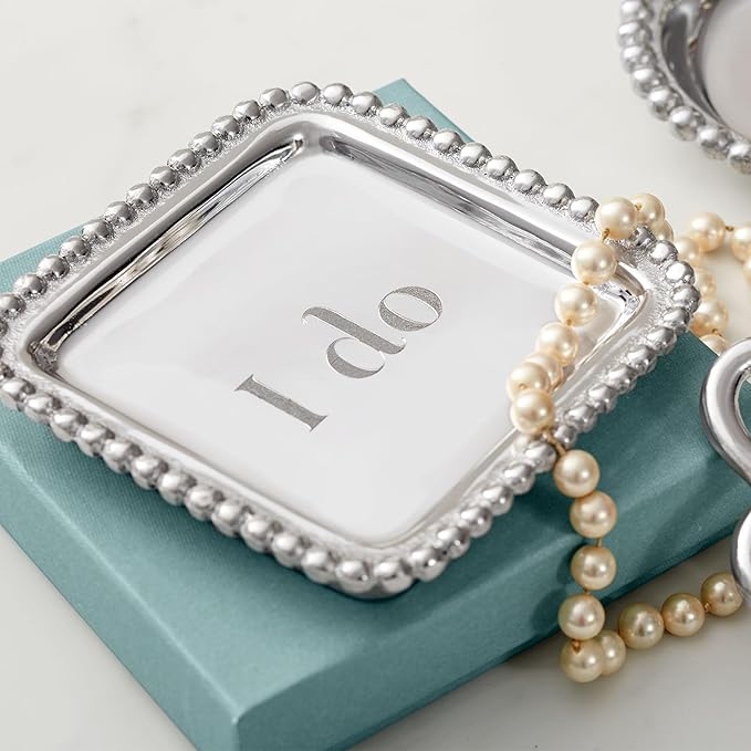 Mariposa "I do" Beaded Square Tray