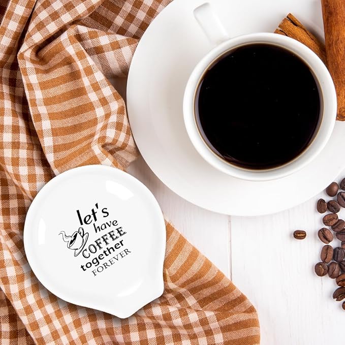 Funny Coffee Spoon Holder-Coffee Spoon Rest-Cafe Bar Station Accessories-Let's Have Coffee Together Forever Sign