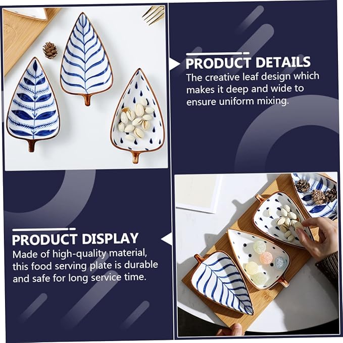 Zerodeko Leaf Shape Mini Ceramic Sauce Plate Dish Plate for Appetizers Desserts