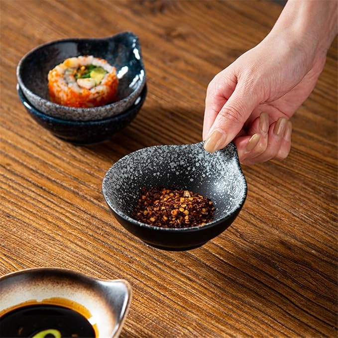 Appetizer Plates Home Restaurant Dip Dish Seasoning Dish Soy Sauce Vinegar Dish Ceramic Sushi Snack Seasoning Bowl for Condiment(Yao Hei)