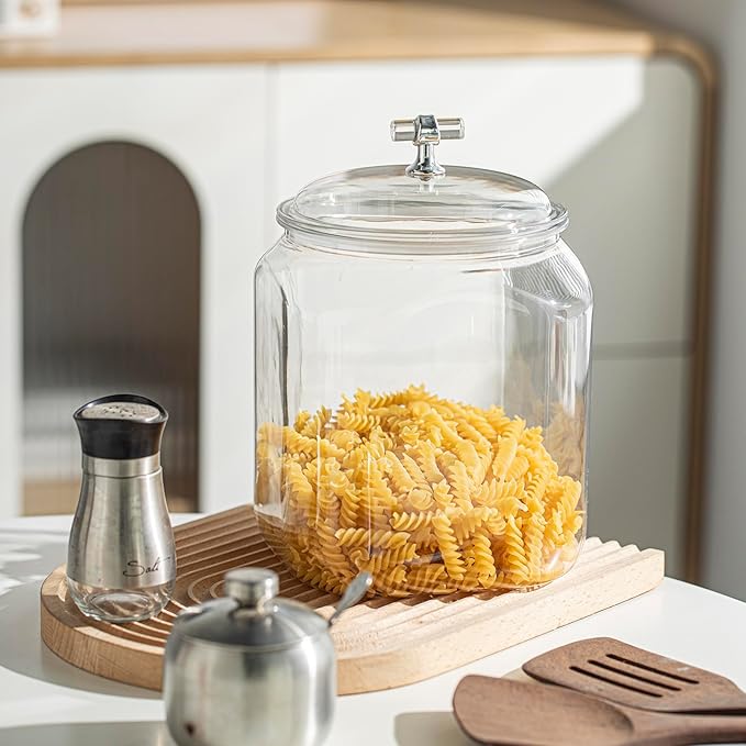 152oz Plastic Food Storage Jar with Airtight Seal Lid, Square Kitchen Counter Container for Cookies, Candy, Pasta, Dry Goods for Pantry Organization，4.5L