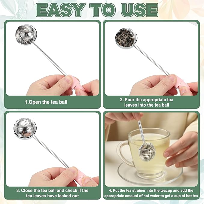 uxcell Tea Infuser for Loose Leaves, Stainless Steel Tea Infuser Filter with Round Plate, Twisting Handle Steeper Strainers for Cup and Teapot, Ball Shaped, White