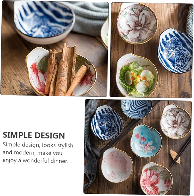 Amosfun 3pcs Ceramic Seasoning Plate Dishware Sauce Bowl Snack Tray for Restaurant Home School Random Style