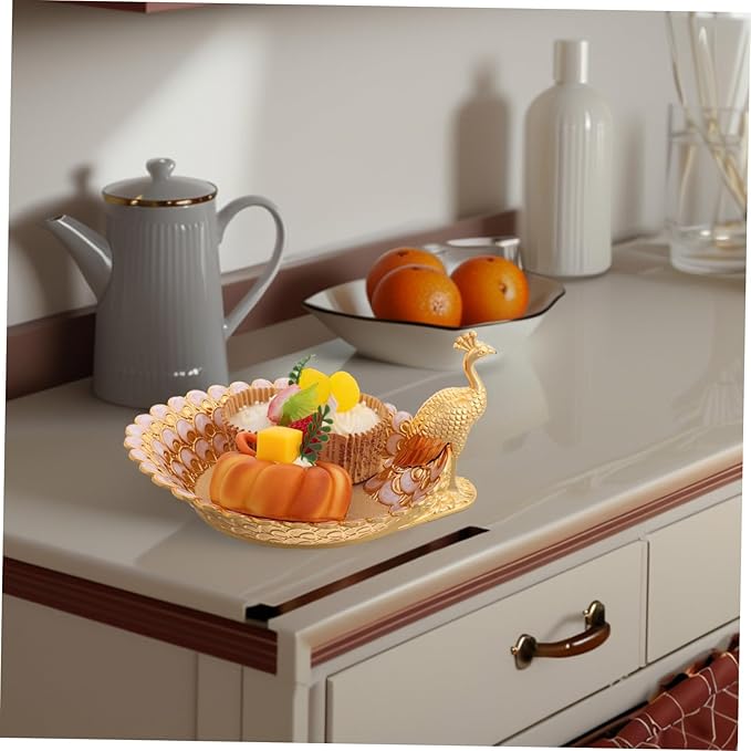 Mobestech Elegant White Fruit Serving Tray Decorative European Style Dessert Plate for Party Snacks