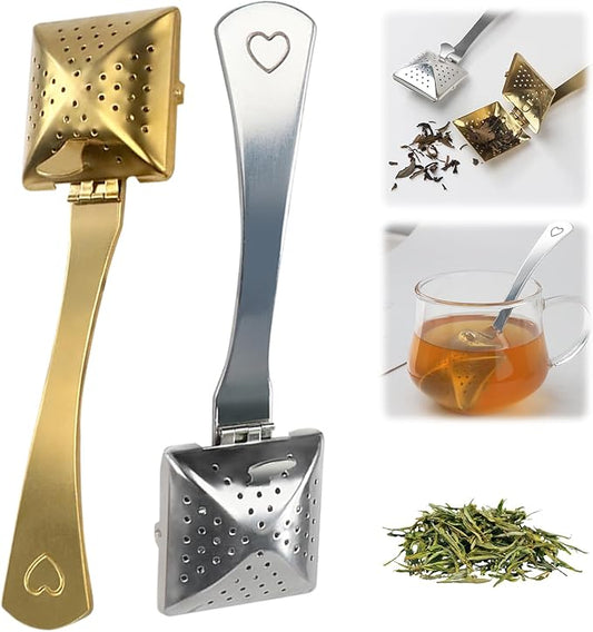 Stainless Steel Tea Diffuser,2025 New Tea Strainer Tea Infuser for Loose Leaf Tea,Creative Tea Spoon With Handle,Fine Holes Tea Interval Filter,Tea Holder Steeper for Tea Accessories (Gold B+Silver B)