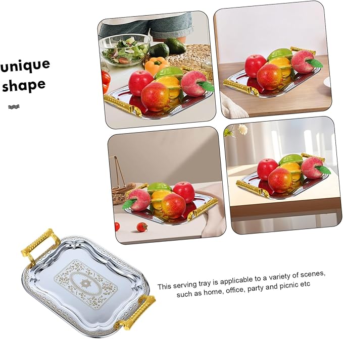ABOOFAN Rectangular Serving Tray Handles Fruit Tray Platter Candy Organizer Delicate Fruit Plate for Party