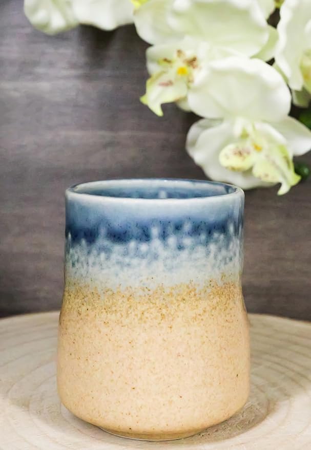 Ebros Gift Artistic Blue River Ao Nagashi Collection Dinnerware Serveware Kitchenware Set Asian Japanese Restaurant Supply (Pack Of 6 Yunomi Reactive Glaze Tea Cups 9oz)