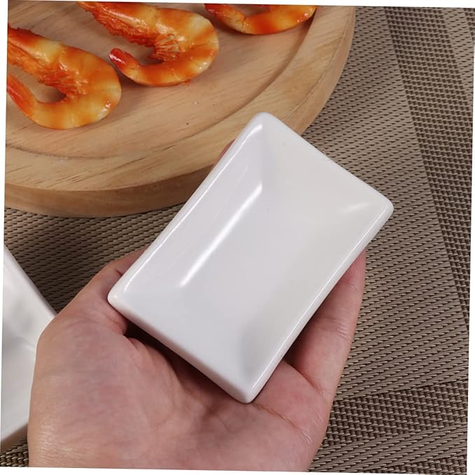 Veemoon Rectangle Soy Dish 2 Pcs 3 Inch Sauce Plates for Appetizer Serving Japanese-style Condiment Plate