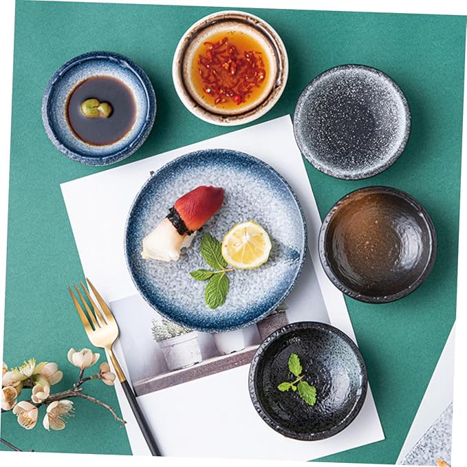 5pcs Ceramic Dipping Plates Soy Sauce Dishes Condiment Bowls Appetizer Bowl Sauce Dish Kitchen Supply