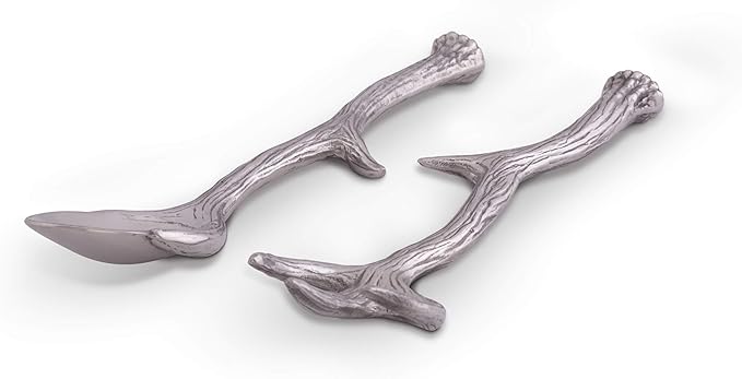 Arthur Court Designs Long Antler Aluminum Salad Serving Spoon and Salad Serving Fork, Salad Servers Set 13.25 inch Long