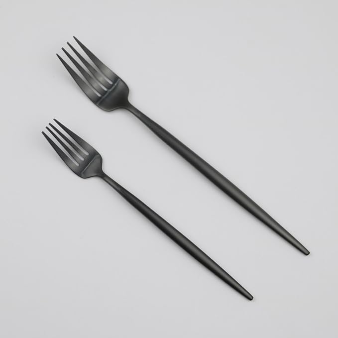 Customized 5-Piece 18/10 Stainless Steel Flatware Set, Serive for 1, With Fork Spoons Knife Teaspoon Dessert Fork for Home Kitchen Restaurant Hotel (Luxury Black)