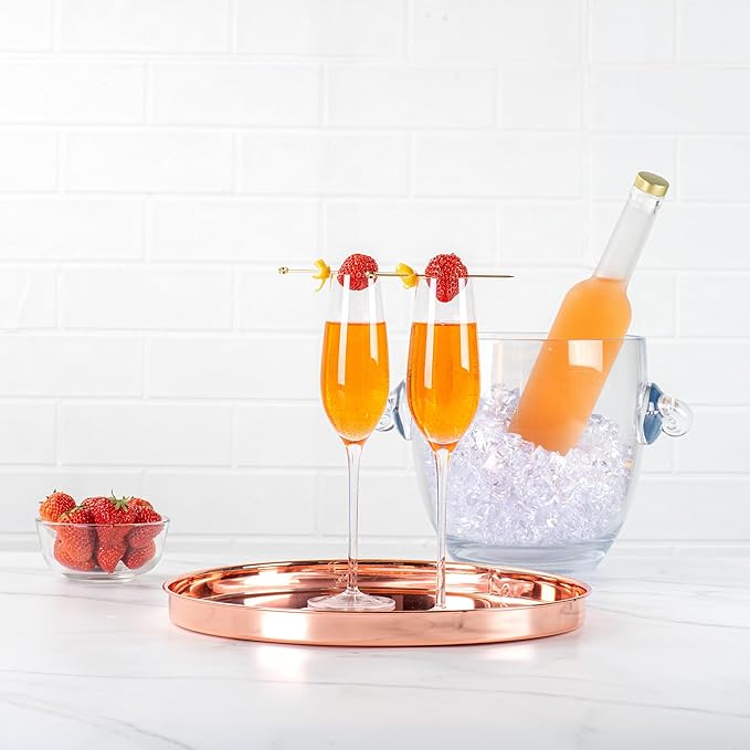 Restaurantware 12-inch Round Stainless Steel Serving Tray: Perfect for Bars Restaurants and Catered Events - Copper-Plated Party Tray for Cocktails and Snacks - 1-CT