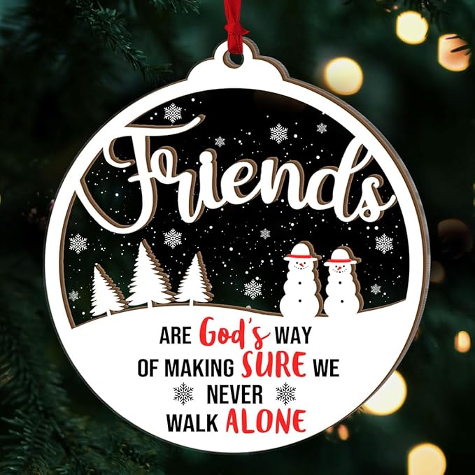 Jesuspirit Mr and Mrs Ornament - Wedding Gifts for Couples 2025, Bride, Groom, First Christmas Married Ornament, Bridal Shower Gifts (Friends are God's Way So We Never Walk Alone)
