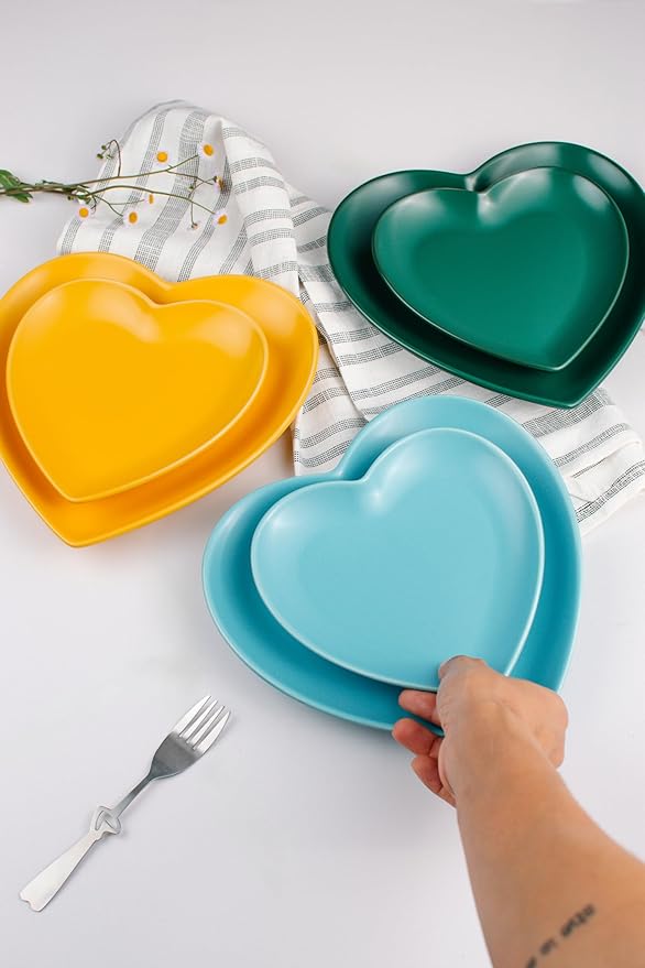 Love Ties Gifts Love Platter Heart-Shaped Dinner Plate 8.5" (21cm) 2 pcs