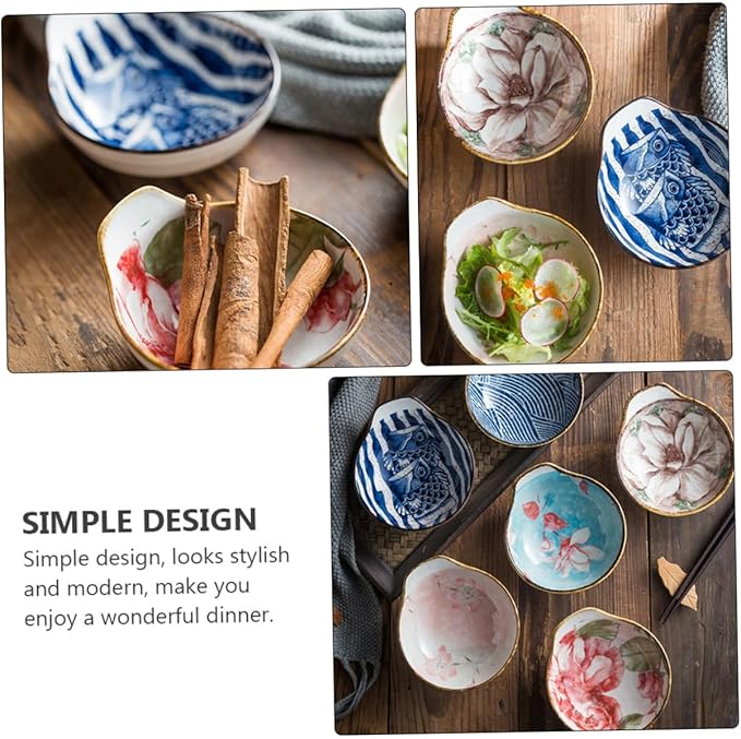 PRETYZOOM Hand-Painted Ceramic Seasoning Dish Set 3pcs Food Sauce Plates for Dipping Colorful Appetizer Bowls for Entertaining and Serving Random Style