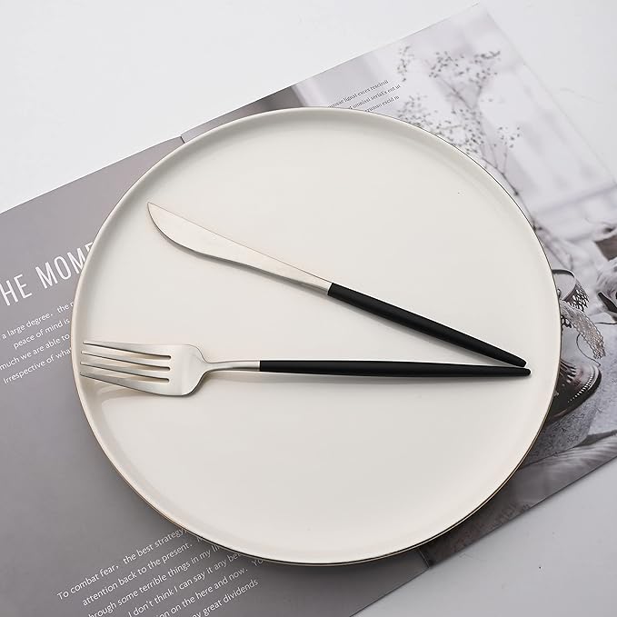 Flatware Set 18/10 Stainless Steel Matte Silver - Kitchen Utensil Serving Set of Dinner Fork Knife Spoons Salad Fork Dessert Spoon, Set of 1, for Home Kitchen Restaurant Hotel