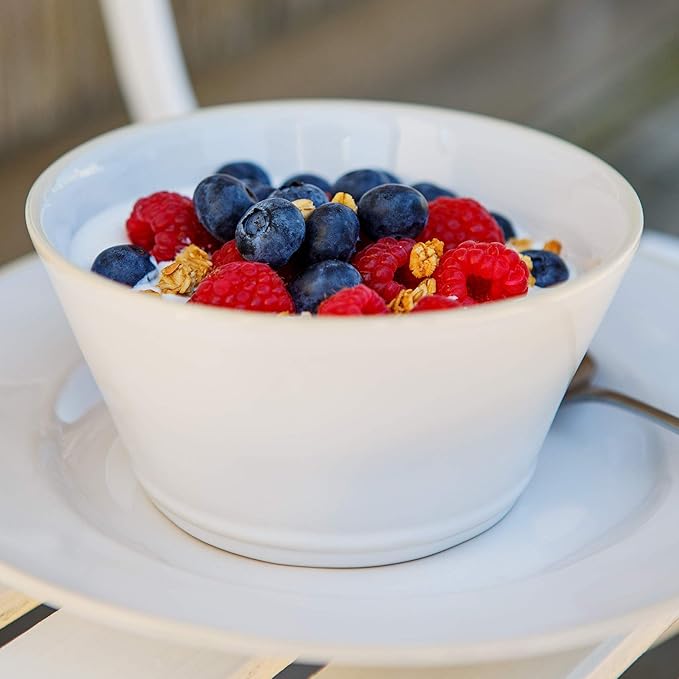 Costa Nova Ceramic Stoneware 15 oz. Soup & Cereal Bowl - Beja Collection, White & Cream | Microwave & Dishwasher Safe Dinnerware | Food Safe Glazing | Restaurant Quality Tableware