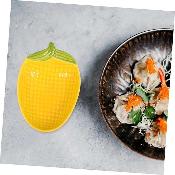 Ceramic Corn Shaped Dipping Sauce Plate Multi-functional Appetizer Dish for Snacks for Family Gatherings and Parties Holds Sauces and Seasonings