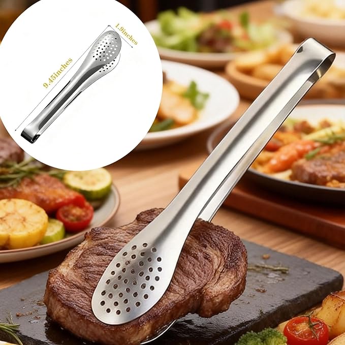 8 Pcs Stainless Steel Serving Utensil Large Spoons Forks Tongs, Ice Suger Tongs, Cake Server，Butter Knife for Hostess Buffet Catering Banquet Party，Silver