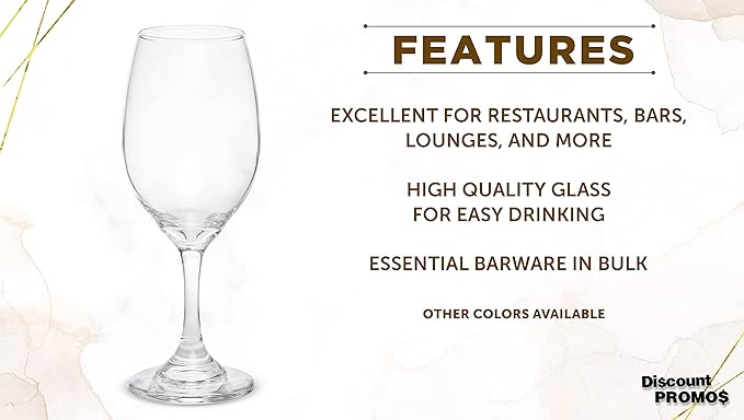 DISCOUNT PROMOS 10 Water and Wine Goblet Glasses Set, 12.75 oz. - Colombia made - Clear