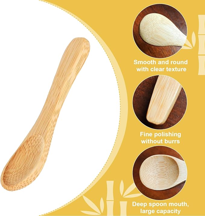 8 Pcs Small Wooden Spoons,3.5 Inch Mini Handmade Bulk Nature Tiny Spoons Little Wooden Teaspoons for Jars Sugar Creamer Honey Spices Salt Kitchen Supplies