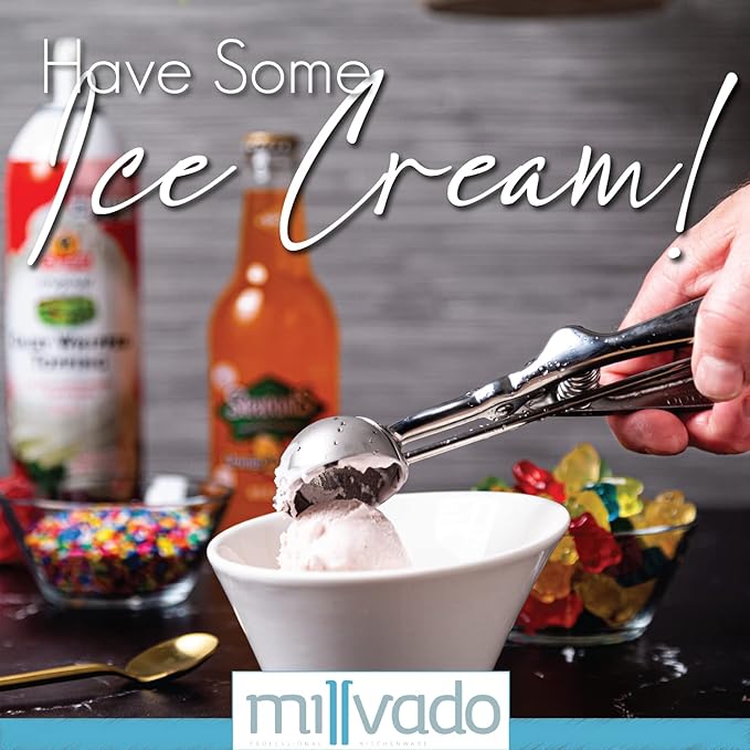 Stainless Steel Ice Cream and Cookie Scoop | Spring Loaded Lever Design, For Sorbet, Melon, Meatballs, Muffins, and More (1.5-Ounce)