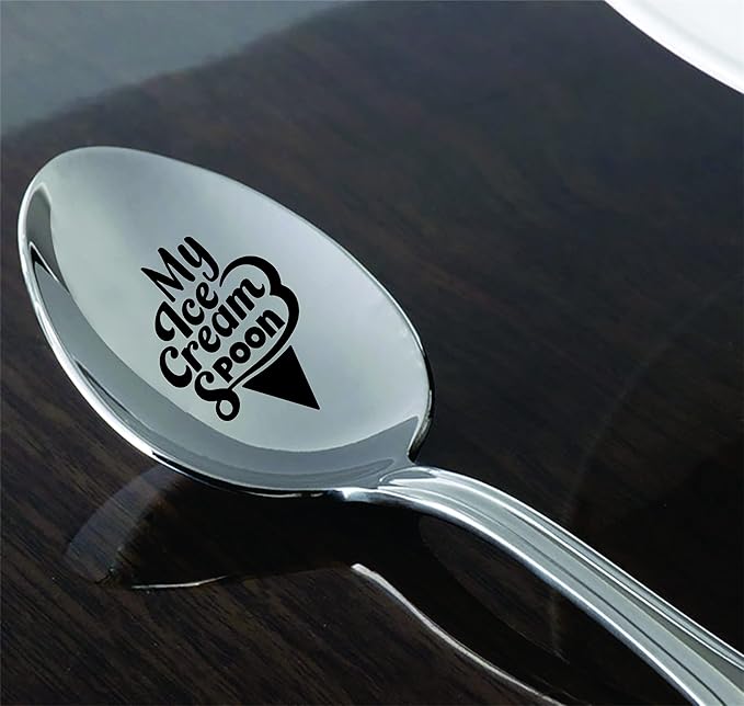 Couple gifts for him and her-My ice cream spoon engraved stainless steel ice cream and dessert spoons, sister and cousin gifts kitchen utensils,7 inches