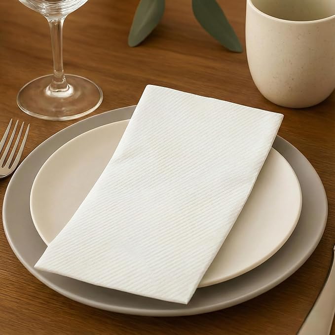Premium Linen-Feel Guest Towels – 100 Pack | Ultra-Thick Airlaid Disposable Hand Towels for Bathroom & Events | Soft, Cloth-Like, Super Absorbent | Ideal for Powder Rooms, Parties & Weddings