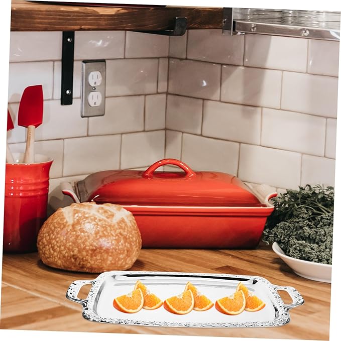 Healifty Elegant Stainless Steel Serving Tray Smooth Design for Fruits Snacks and Appetizers for Parties Family Gatherings and Special Occasions