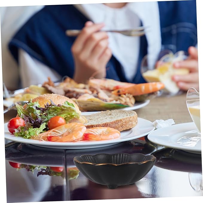 Unique Design Ceramic Plate Black Mini Bowl for Appetizers Salad Sauce for Catering Restaurant