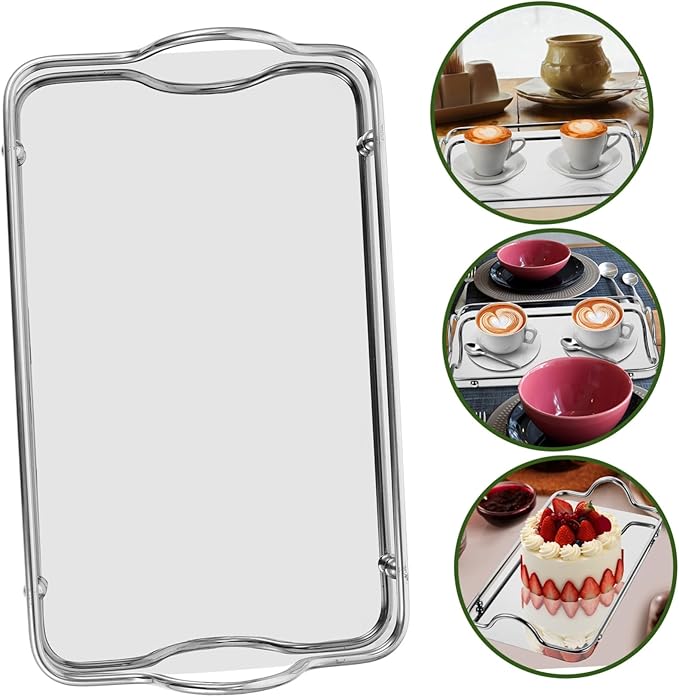 Sturdy Handles Modern Design Stainless Steel Serving Trays Decorative Food Serving Trays