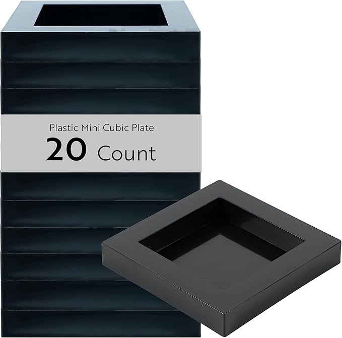 Restaurantware 2.5 x 2.5 Inch Dessert Plates 20 Disposable Appetizer Plates - For Cold Foods Black Plastic Mini Serving Plates Serve Appetizers Or Desserts For Buffet Or Catered Events