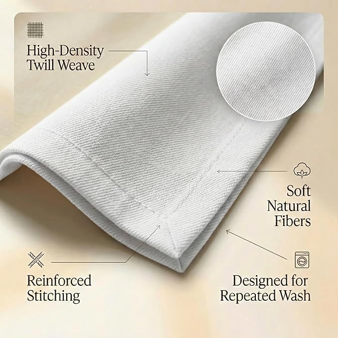 ACCENTHOME Accent Home 100% Cotton Napkins, Delicate Cloth Napkins for Dinners, Parties and Weddings，18 x 18 Inch Set of 12 - White