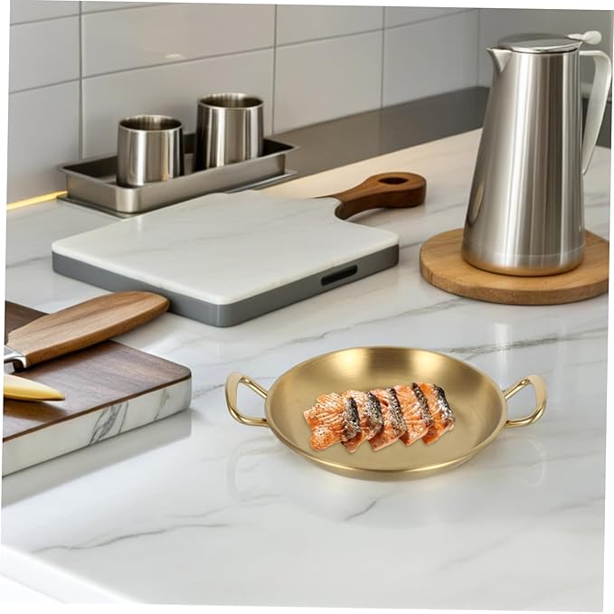 Double Ear Seafood Pot Snack Bowl Serving Tray Silver Platter Suitable for Family Gatherings Parties
