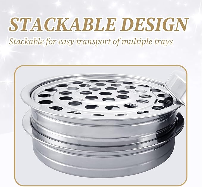 Stainless Steel Communion Tray Set for Church – 2Pcs Communion Wine Tray with 1 Lid & 1Pcs Bread Plate with Lid, Includes 100 Disposable Cups, Cups Filler