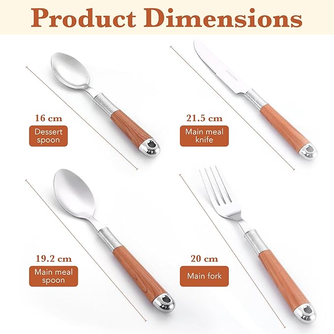 24 Pcs Stainless Steel Cutlery Set with Cutlery Rack, Eating Tableware Set Service for 6, Durable Flatware Set for 6 Includes Knifes, Forks & Spoons for Kitchen and Home