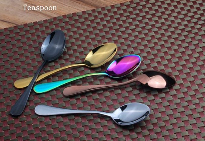 Lots 4pcs Stainless Steel Tableware Dinner Spoon Fork Knife Flatware Serving Sets Spoons Forks Knives (4, Gold)
