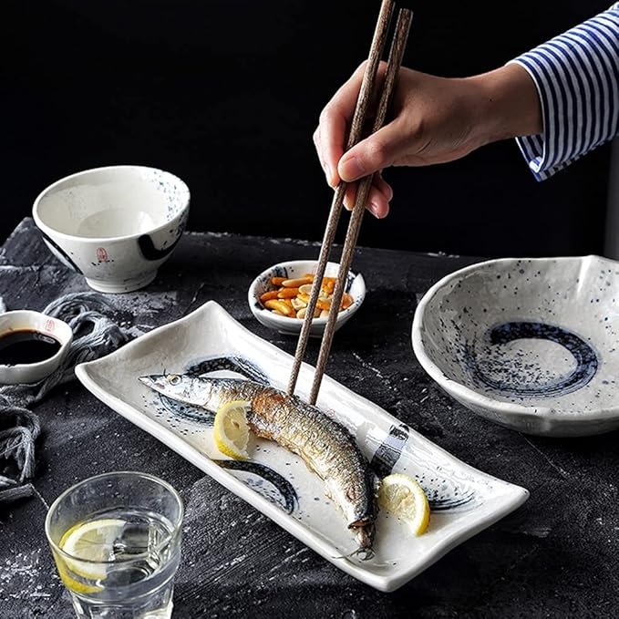 Japanese White Tableware Plates and Bowls Set of 14/25 * 38 Piece Ceramic Plate for Salads Soup Steaks Dishwasher Safe,