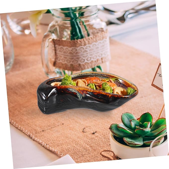 PRETYZOOM Multifunctional Ceramic Plate Dinner Plate Oyster Design Easy Cleaning for Bbq