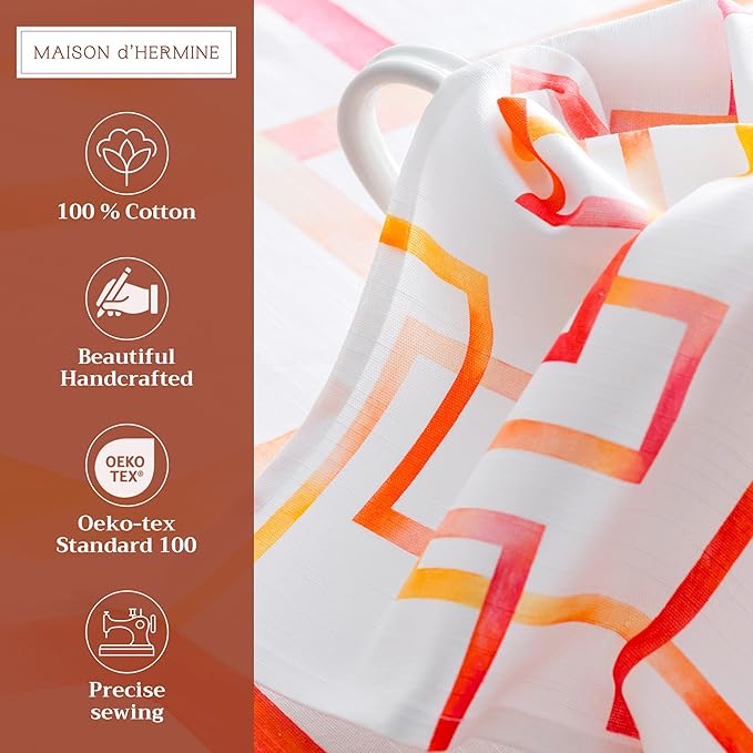 Maison d' Hermine Cloth Napkins Set of 4 100% Cotton Everyday Reusable Square Napkins Cloth Washable, Dinner, Party, Wedding, Restaurant, Spring/Summer (Summer Maze, 20" x 20")