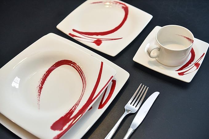 Red Vanilla Paint It Red 20 Piece Dinner Set, 1, White