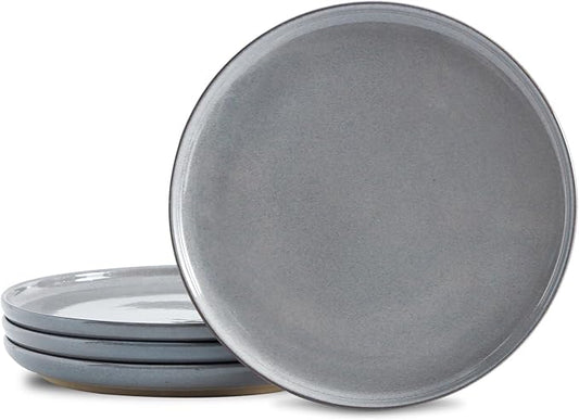HASENSE Ceramic Dessert Plates Set – 8 Inch Premium Proclaim Dishes, 4 Piece Gray Plates Set Ideal for Serving Dessert, Snack or Vegetable, Dishwasher Safe and Microwave Safe for Daily Dining