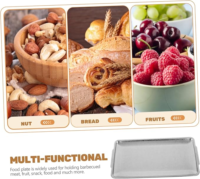 Mobestech Rectangular Serving Tray Practical Stainless for Desserts Snacks and Food Storage for Parties and Everyday Use