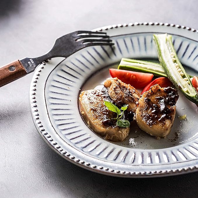 Dinner Set,Ceramics Dinner Sets, 16 Pieces Relief Craft Porcelain Dinnerware Set Retro Blue and White Cereal Bowl Steak Plate and Soup Bowl for Special Restaurant