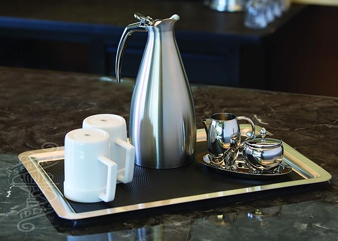 Service Ideas TRRT2014SR Tray with Top and Bottom Built in Non-Slip Rubber Inserts, 19.75" x 13.75" Rectangle, Dishwasher Safe, Stainless Steel