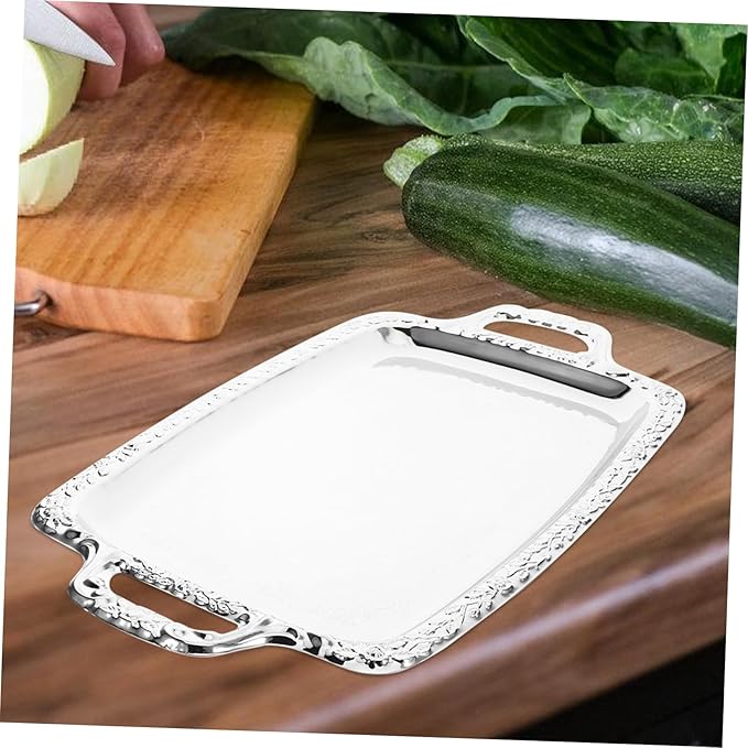 Healifty Elegant Stainless Steel Serving Tray Smooth Design for Fruits Snacks and Appetizers for Parties Family Gatherings and Special Occasions