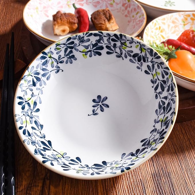 Ceramic Appetizer Plates, 5.6 Inch Round, Small Dessert Plates for Snacks, Set of 4