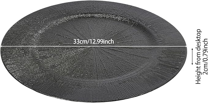 100 Pcs Antique Charger Plates Bulk 13 Inch Embossed Rim Plastic Party Dinner Plate Chargers Round Decorative Server Plate for Wedding Party Event Tableware (100pcs-black1)