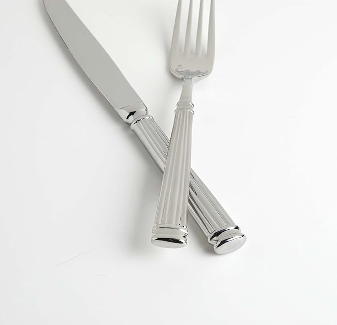 Fortessa Doria 18/10 Stainless Steel Flatware Solid Handle Table Knife, Set of 12